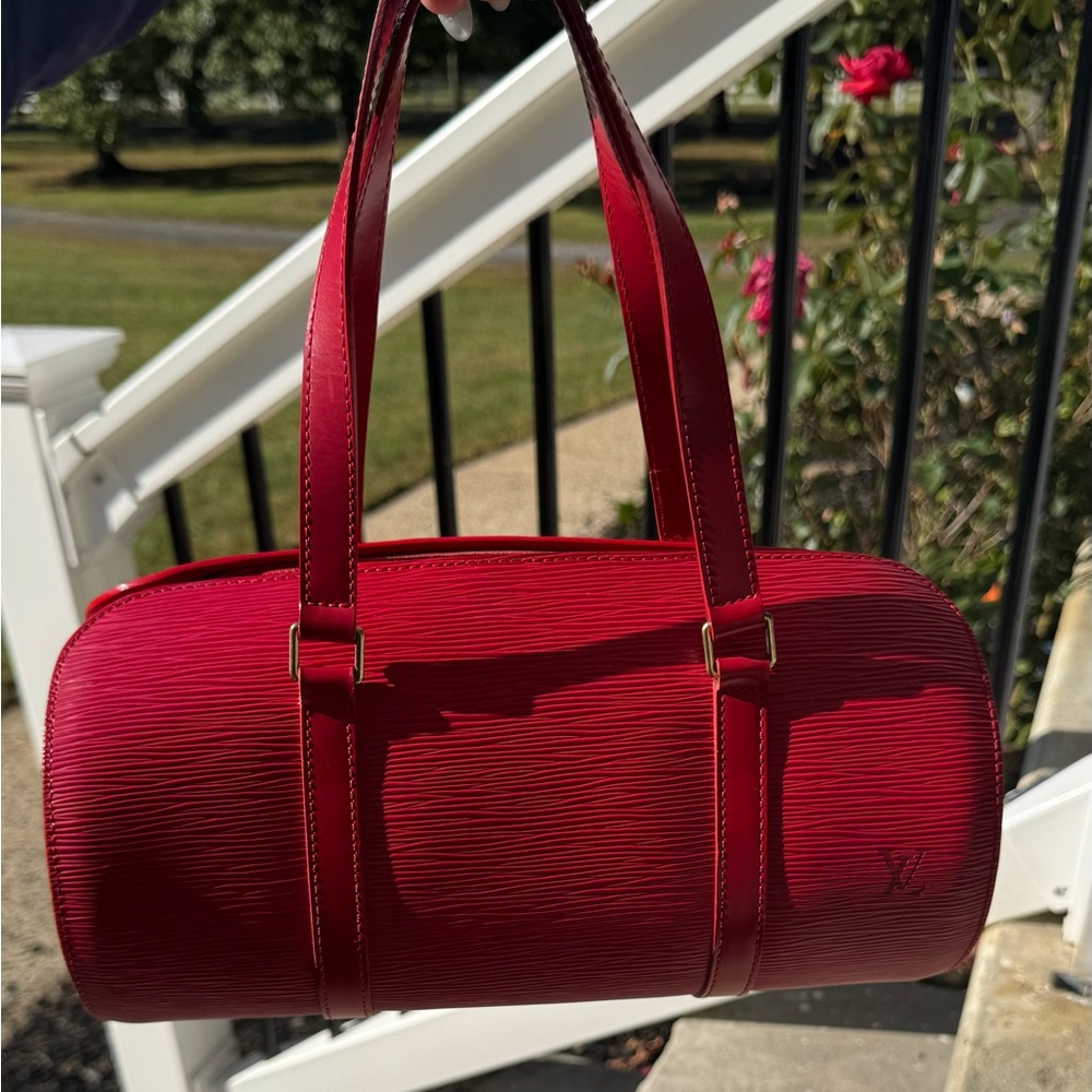 Louis Vuitton Cherry Red Epi Souflet Leather Shoulder Bag